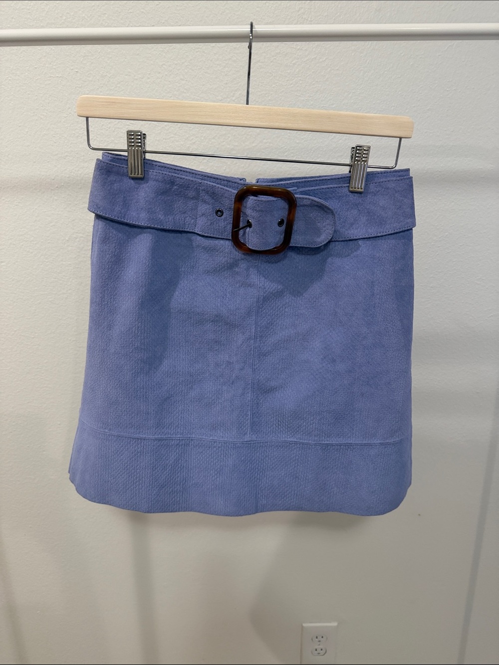 Suede Belted Mini Skirt in Lavender